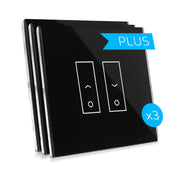 Kit of 3 E2S PLUS Wifi smart switch for awnings and rolling shutters - made of high quality tempered glass, 2 buttons, one for up and one for down
