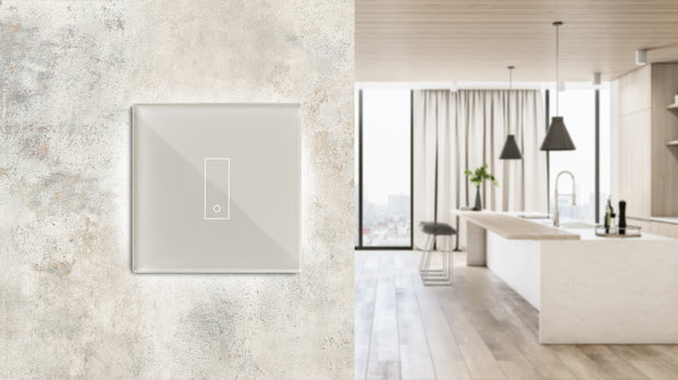 E1 PLUS Alexa switch - sand-coloured plate, adjustable from app on your smartphone, easy to install