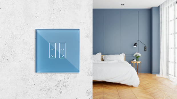 E2S PLUS Connected switch for awnings and rolling shutters - blue colour, 2 touch buttons to decide on various opening levels